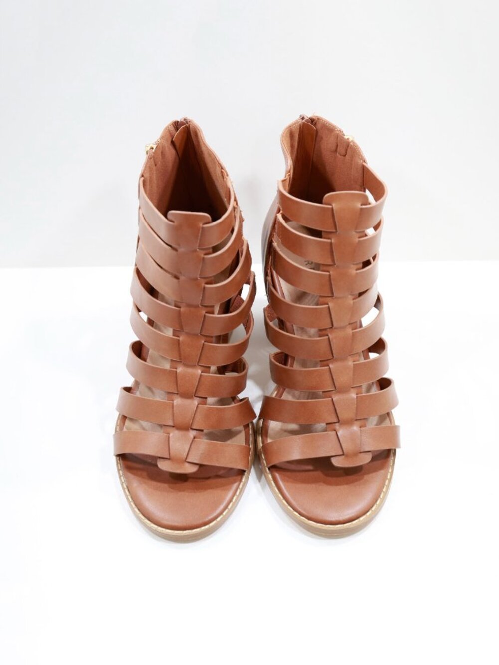 Torrid Brown Faux Leather 4" Block Heel Cage Sandals - 11 WW - Picture 6 of 7